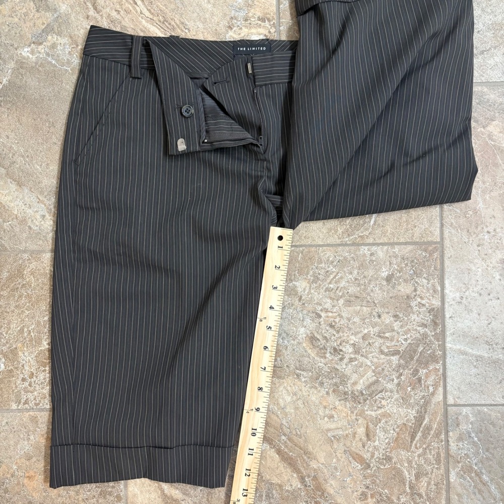 The Limited Pinstripe Bermuda Shorts Cuffed Dressy Career Gray Size 10 - Picture 3 of 5
